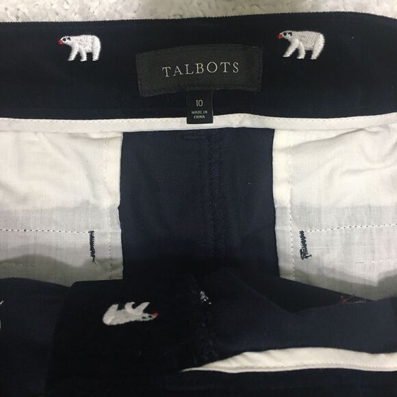 Talbots Women Skirt 10 Navy Blue Velvet Polar Bear Embroidered Knee Whimsical - Picture 4 of 14